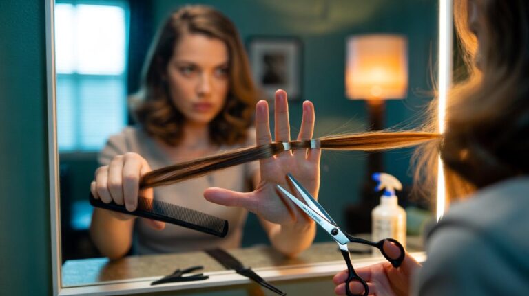 Illustration of the three-finger section rule hairstylists use to cut layered hair at home