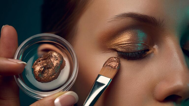 Illustration of Vaseline mixed with metallic eyeshadow to turn powder into a creamy foil finish on the eyelids